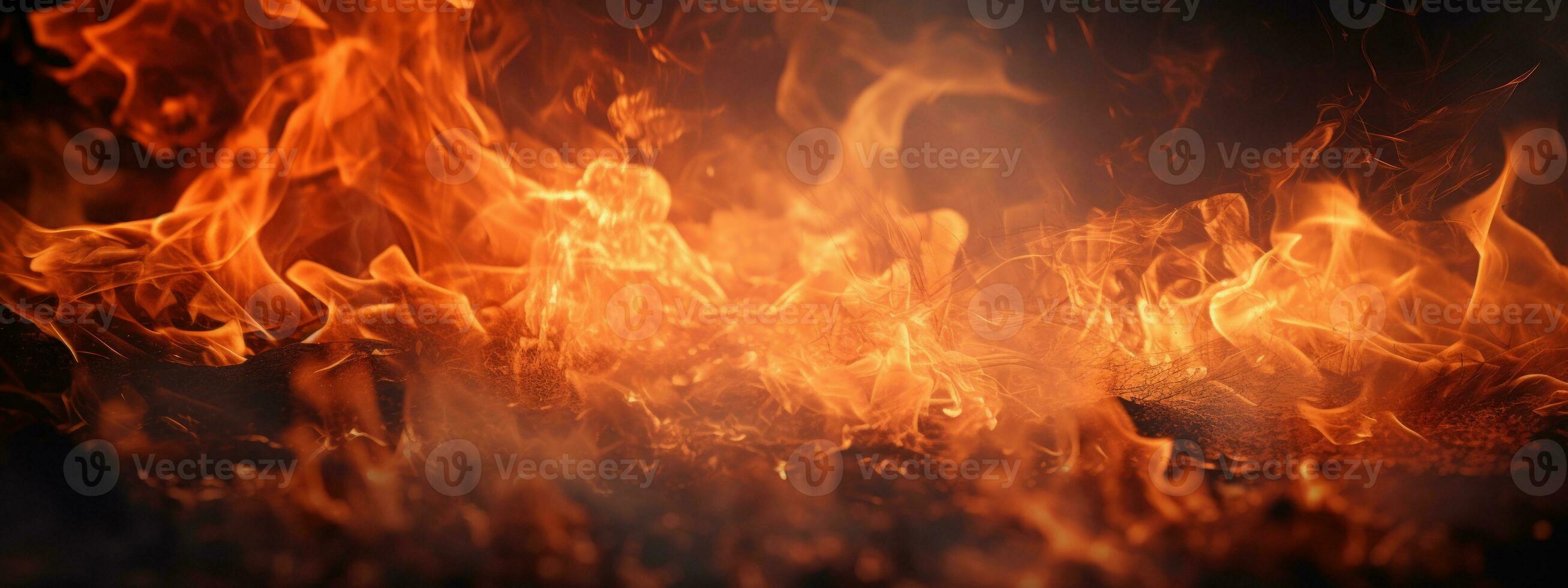 AI generated Captivating fire scene, pitch-black background,. AI generative. photo
