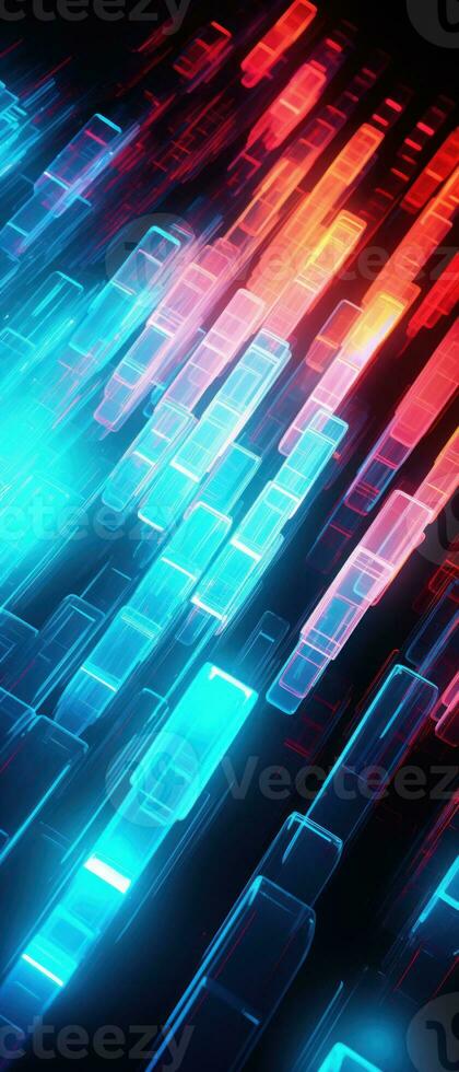 AI generated Explore the virtual world with this 3D abstract background. The futuristic architecture and cyber connections. photo