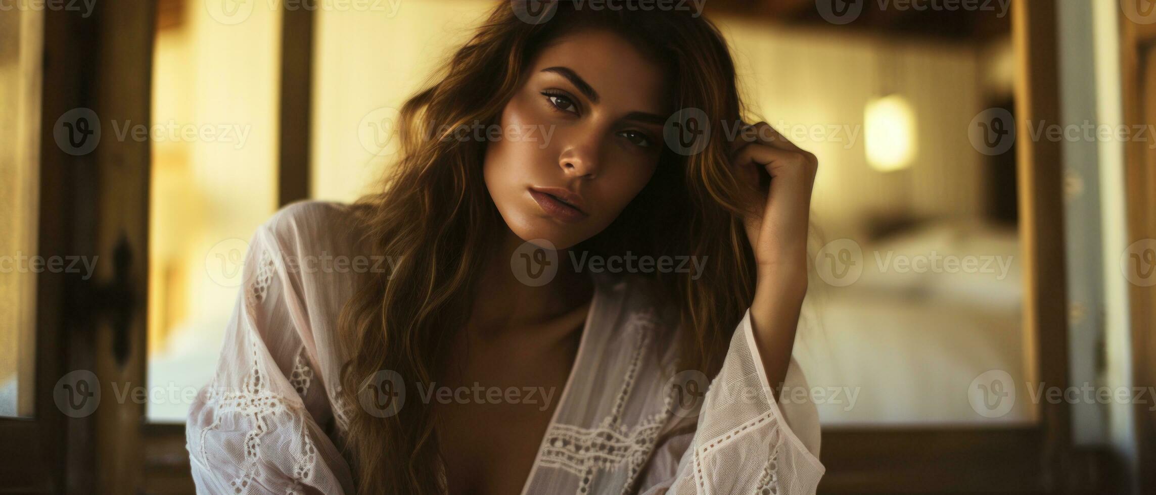 AI generated Captivating presence of a woman in soft light. AI generative. photo