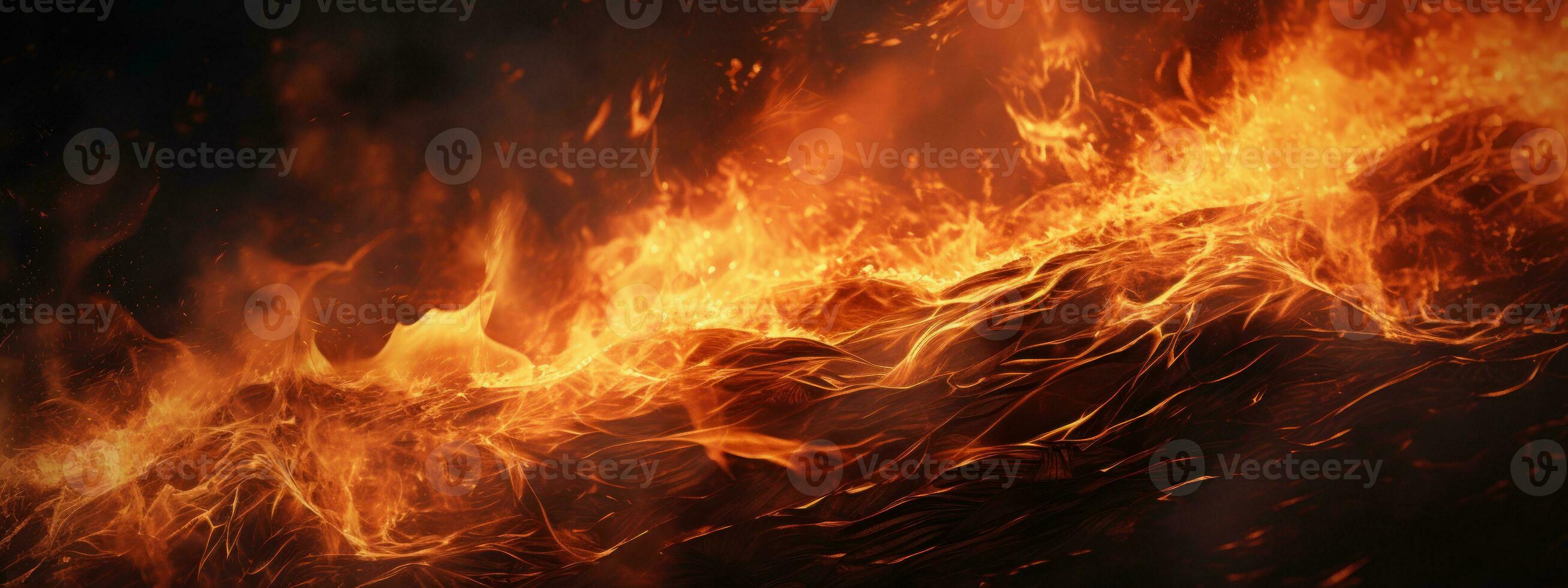 AI generated Captivating fire scene, pitch-black background,. AI generative. photo