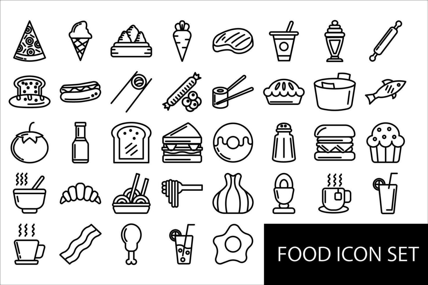 food icon set line style for your design vector