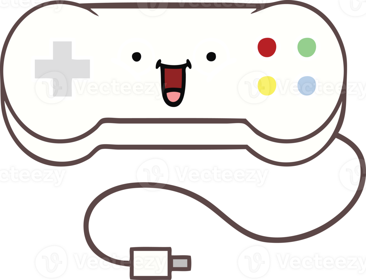 flat color retro cartoon game controller png