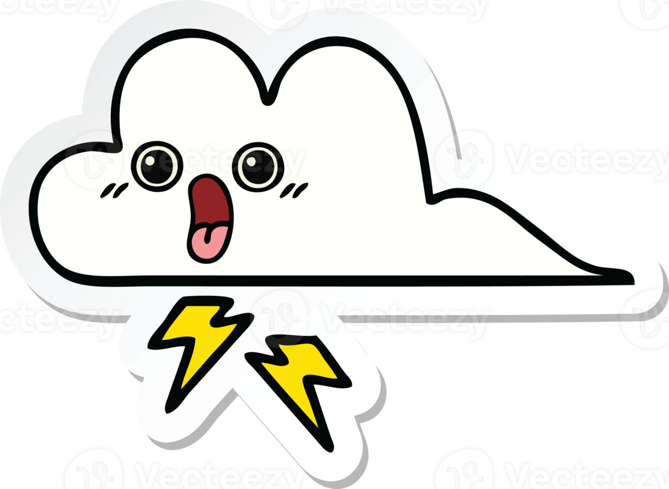 sticker of a cute cartoon storm cloud png