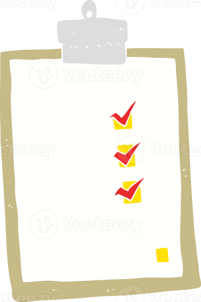 flat color illustration of a cartoon check list png