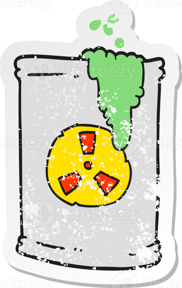 retro distressed sticker of a cartoon radioactive waste png