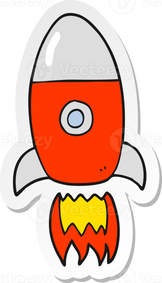 sticker of a cartoon flying rocket png