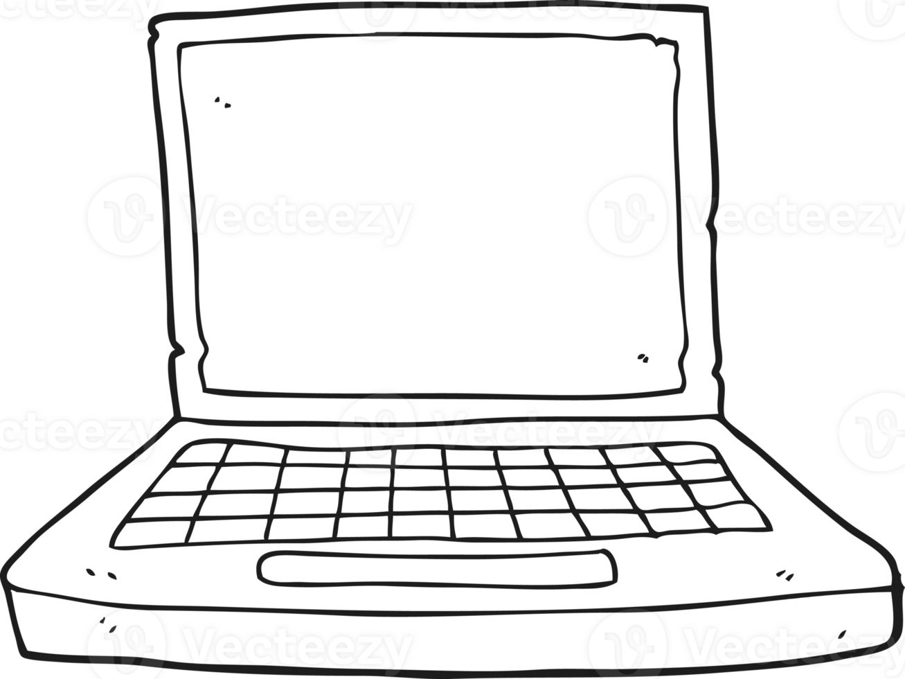 black and white cartoon laptop computer png
