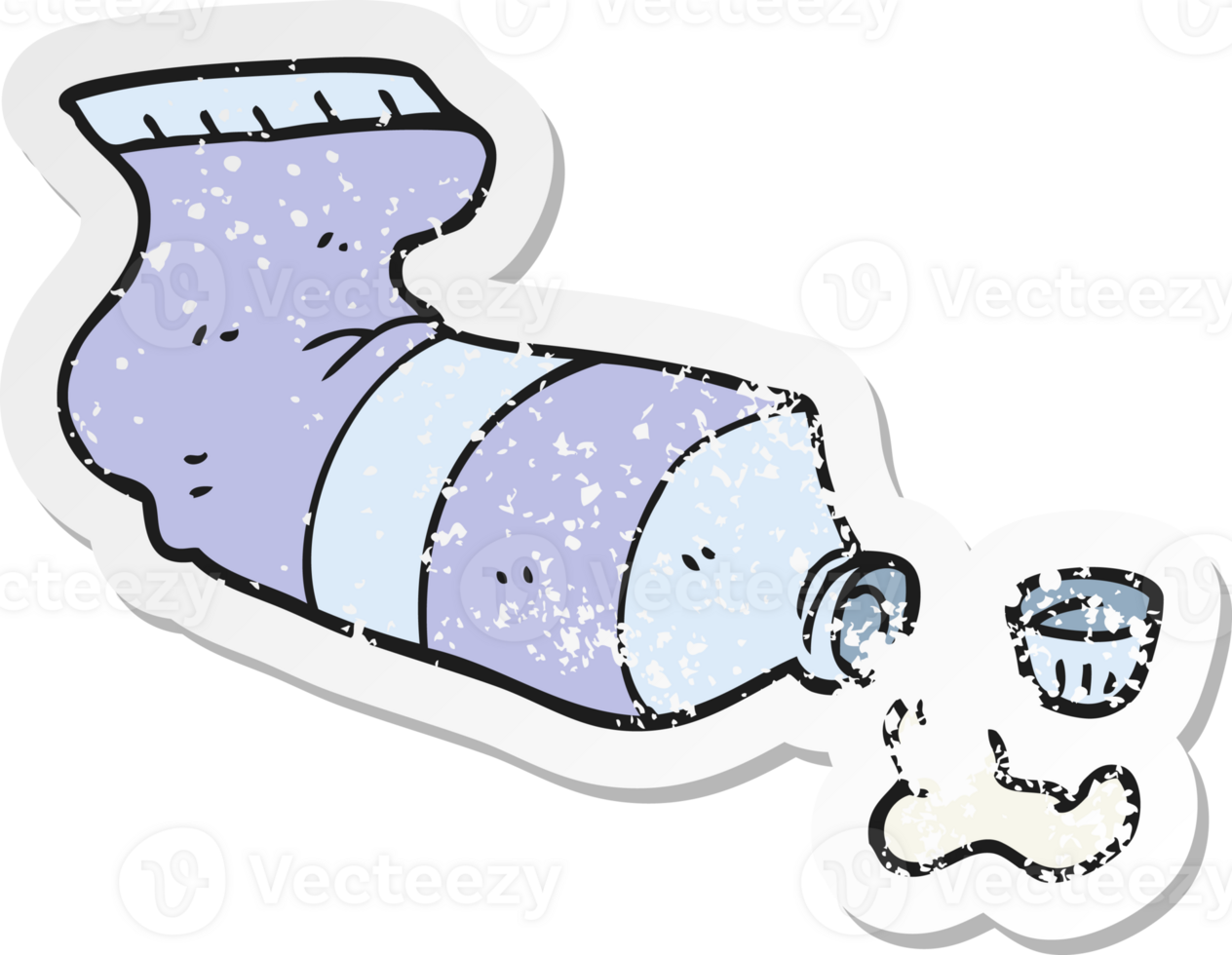 retro distressed sticker of a cartoon squeezed tube of toothpaste png