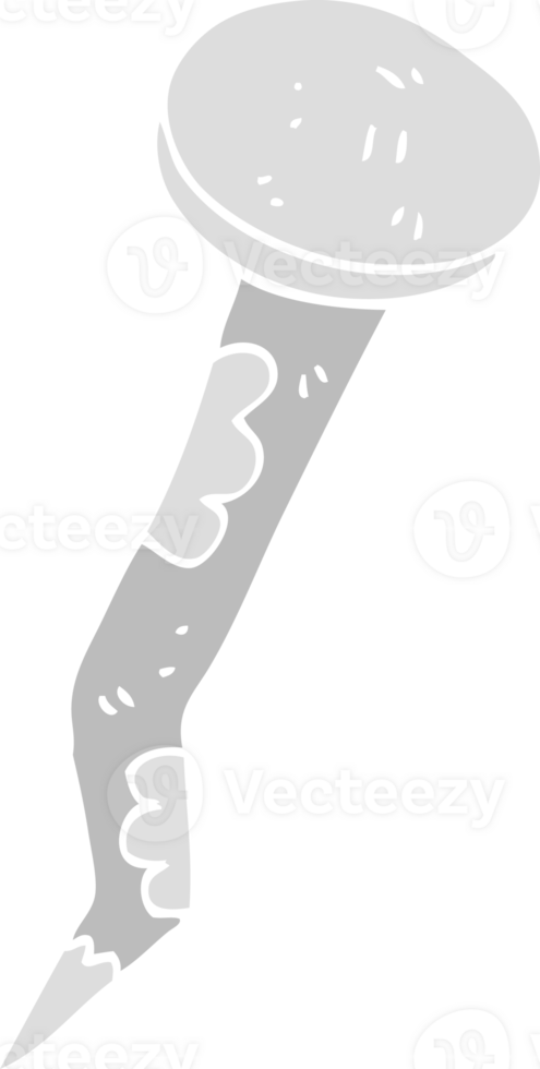 flat color illustration of a cartoon old bent nail png