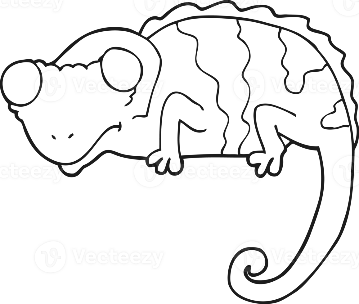 black and white cartoon chameleon png