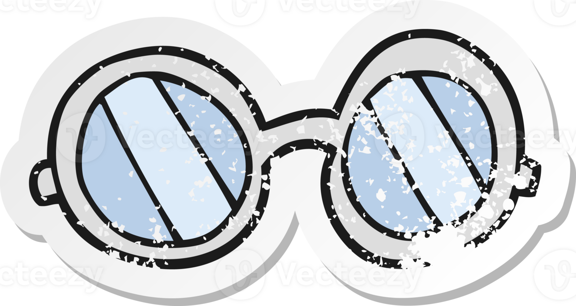 retro distressed sticker of a cartoon glasses png