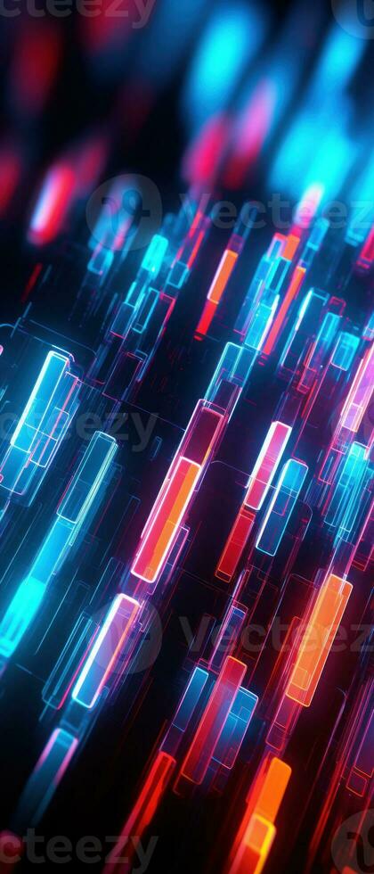 AI generated Explore the virtual world with this 3D abstract background. The futuristic architecture and cyber connections. photo