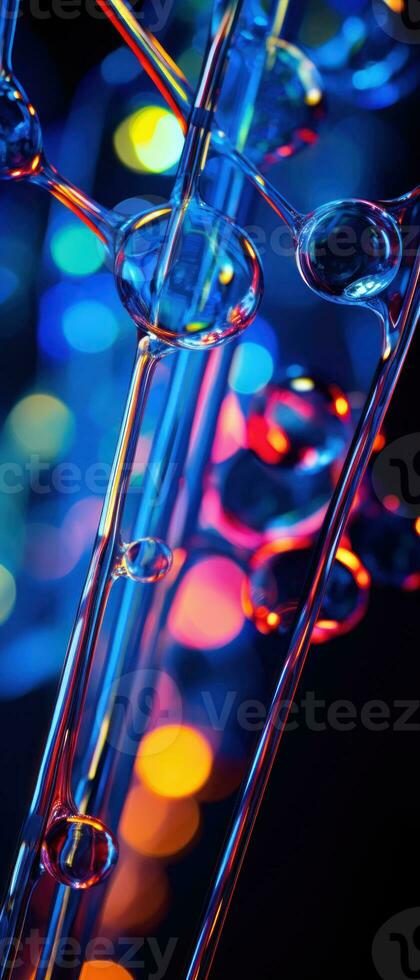 AI generated An abstract representation of fluid dynamics and biotechnology, merging deep blacks and blues with glowing electricity patterns. photo