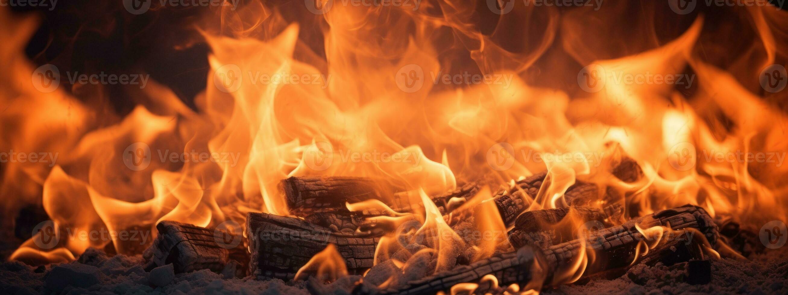 AI generated Mesmerizing fire pit flames, flickering dance, crackling wood. AI generative. photo