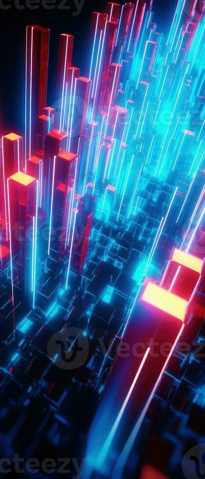 AI generated Explore the virtual world with this 3D abstract background. The futuristic architecture and cyber connections. photo