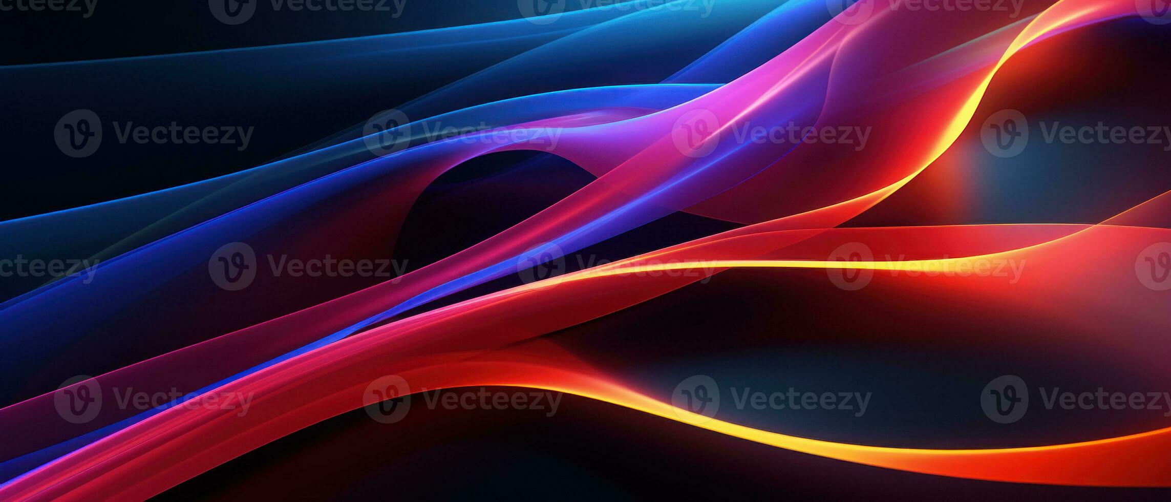 AI generated Glowing patterns and vibrant colors create a modern digital wallpaper. photo