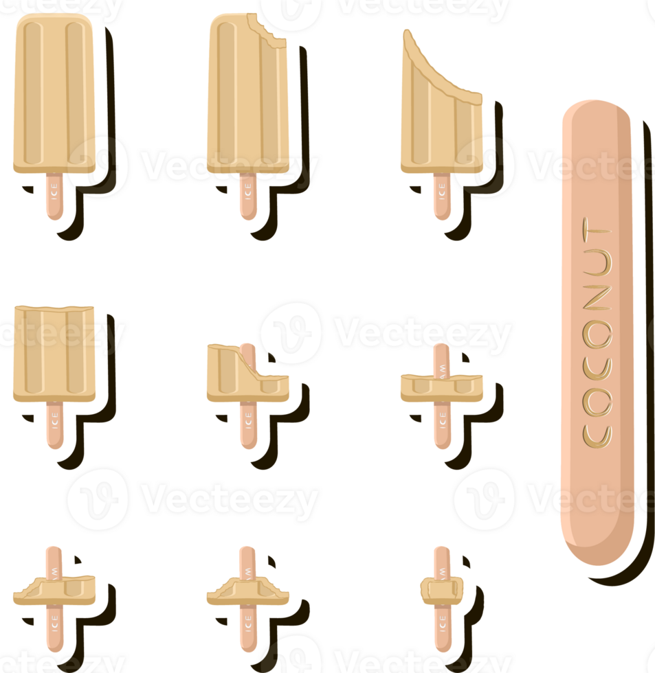 Big set different forms natural dessert ice cream of consisting various ingredients png