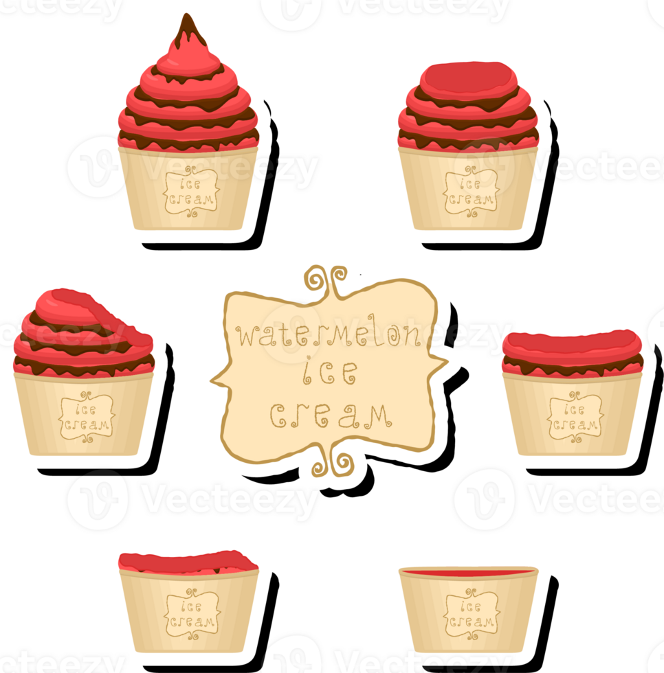 Big set different tastes natural dessert ice cream of consisting various ingredients png