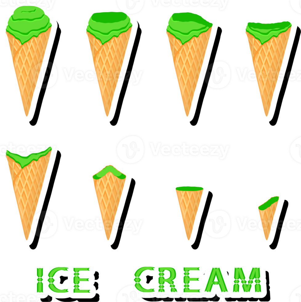 Big set different forms natural dessert ice cream of consisting various ingredients png