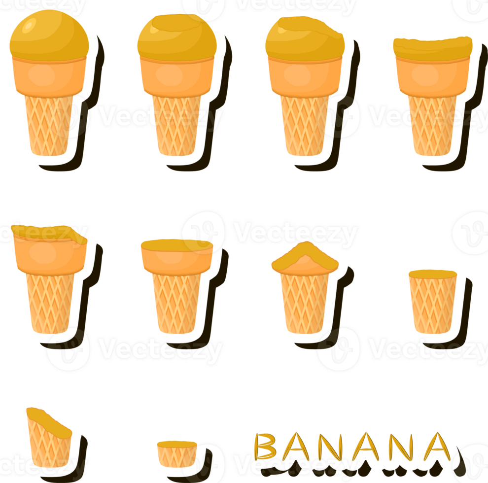 Big set different forms natural dessert ice cream of consisting various ingredients png