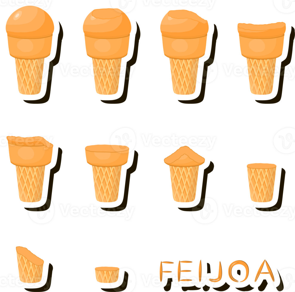 Big set different forms natural dessert ice cream of consisting various ingredients png