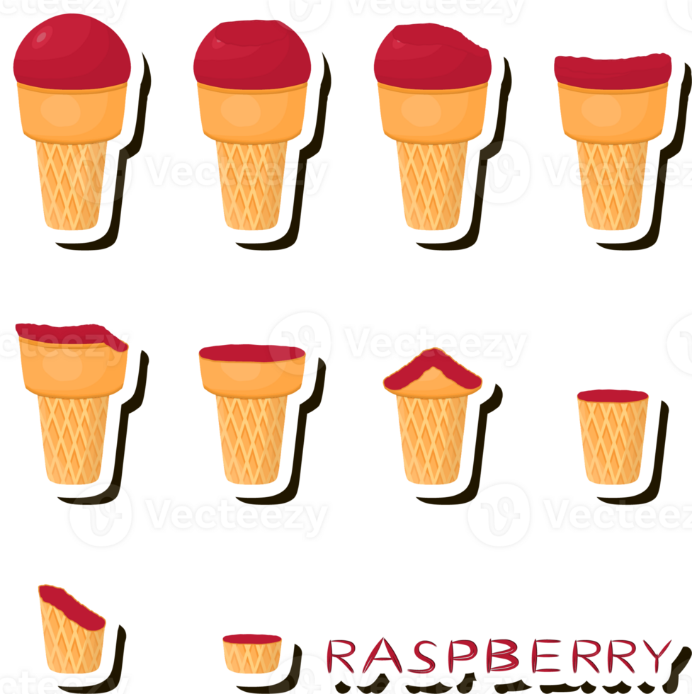 Big set different forms natural dessert ice cream of consisting various ingredients png