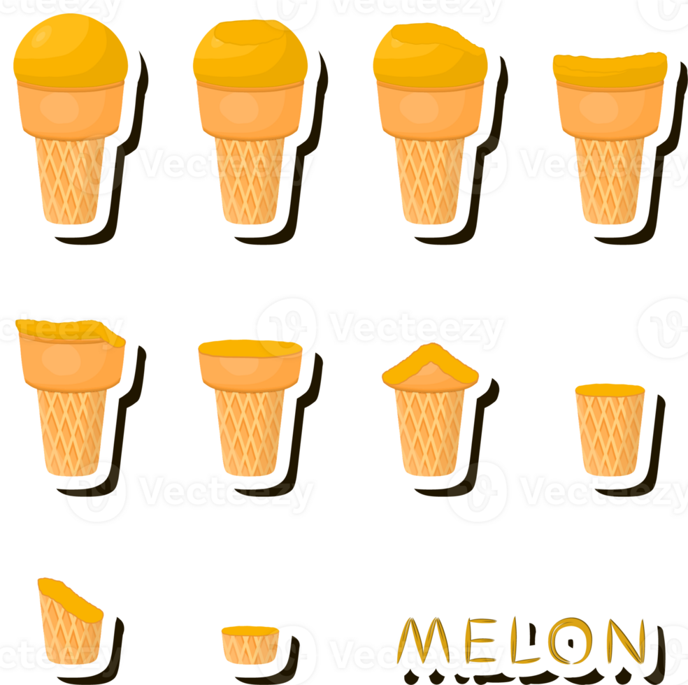 Big set different forms natural dessert ice cream of consisting various ingredients png