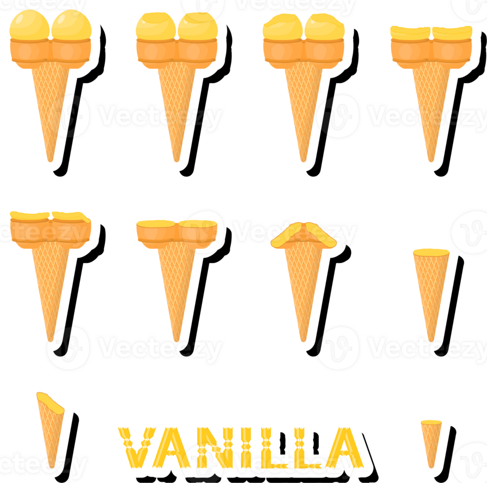 Big set different forms natural dessert ice cream of consisting various ingredients png