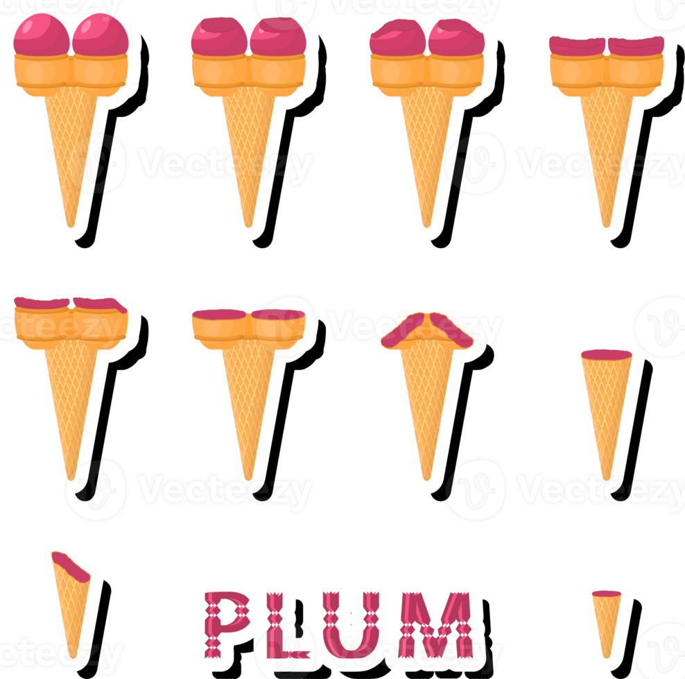 Big set different forms natural dessert ice cream of consisting various ingredients png