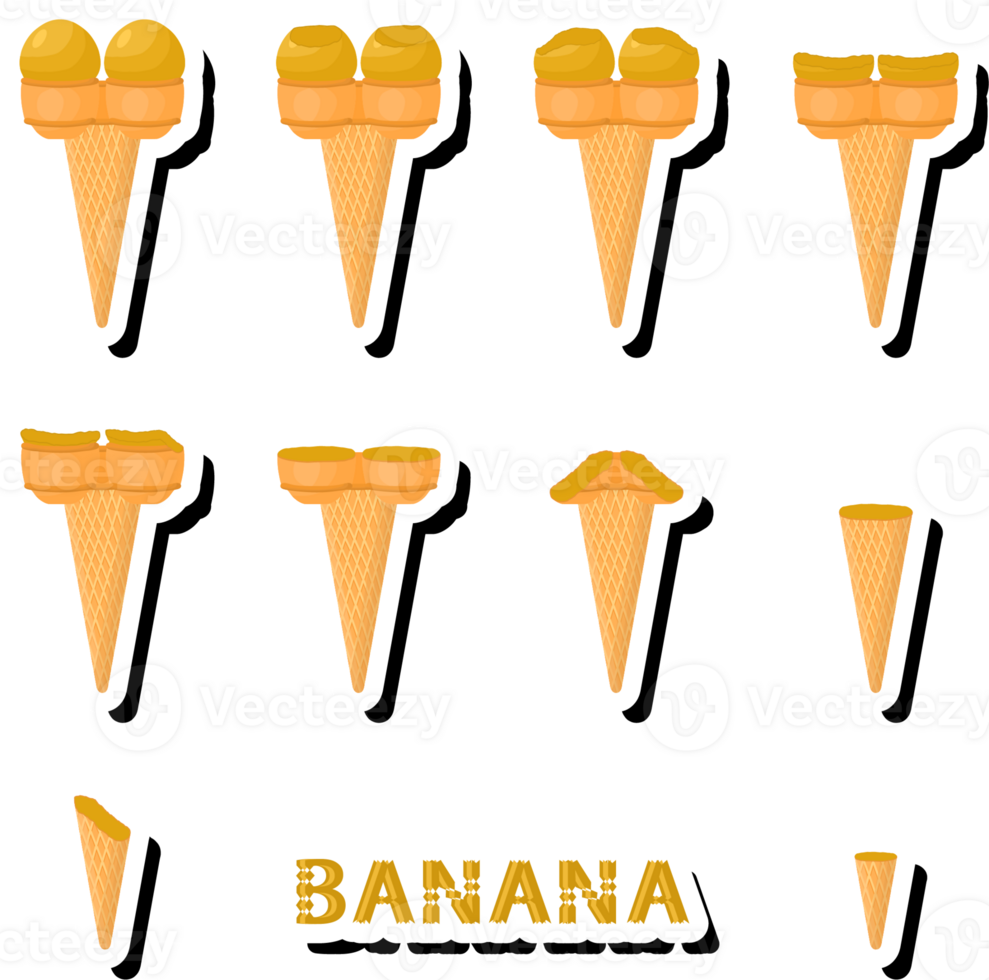 Big set different forms natural dessert ice cream of consisting various ingredients png