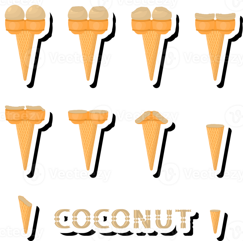 Big set different forms natural dessert ice cream of consisting various ingredients png
