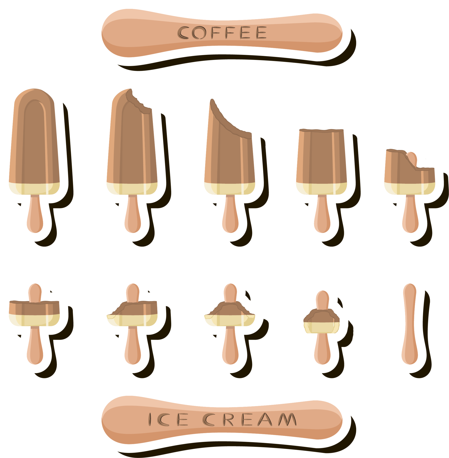 Big set different forms natural dessert ice cream of consisting various