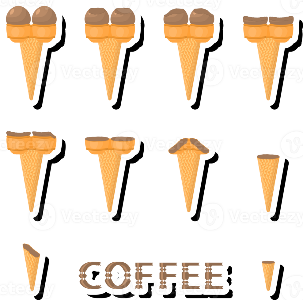 Big set different forms natural dessert ice cream of consisting various ingredients png