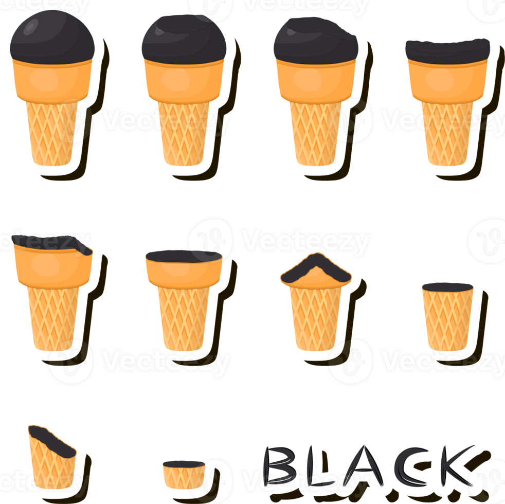 Big set different forms natural dessert ice cream of consisting various ingredients png