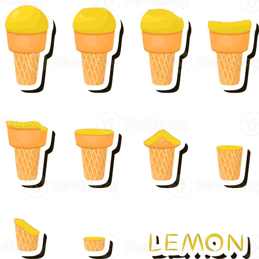 Big set different forms natural dessert ice cream of consisting various ingredients png