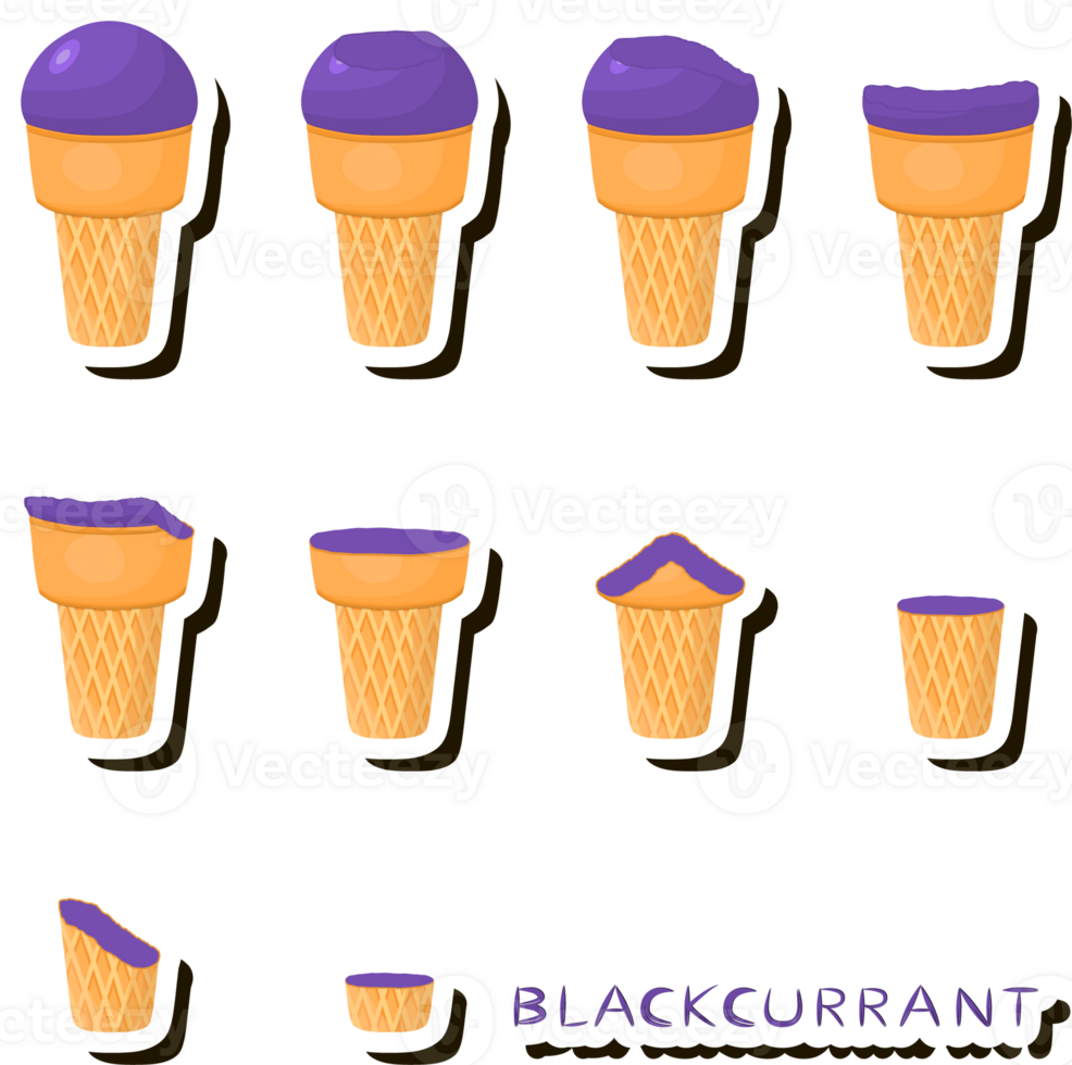 Big set different forms natural dessert ice cream of consisting various ingredients png