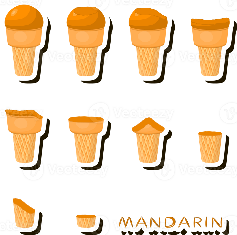 Big set different forms natural dessert ice cream of consisting various ingredients png