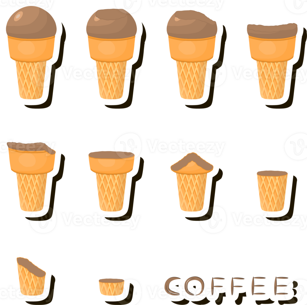 Big set different forms natural dessert ice cream of consisting various ingredients png