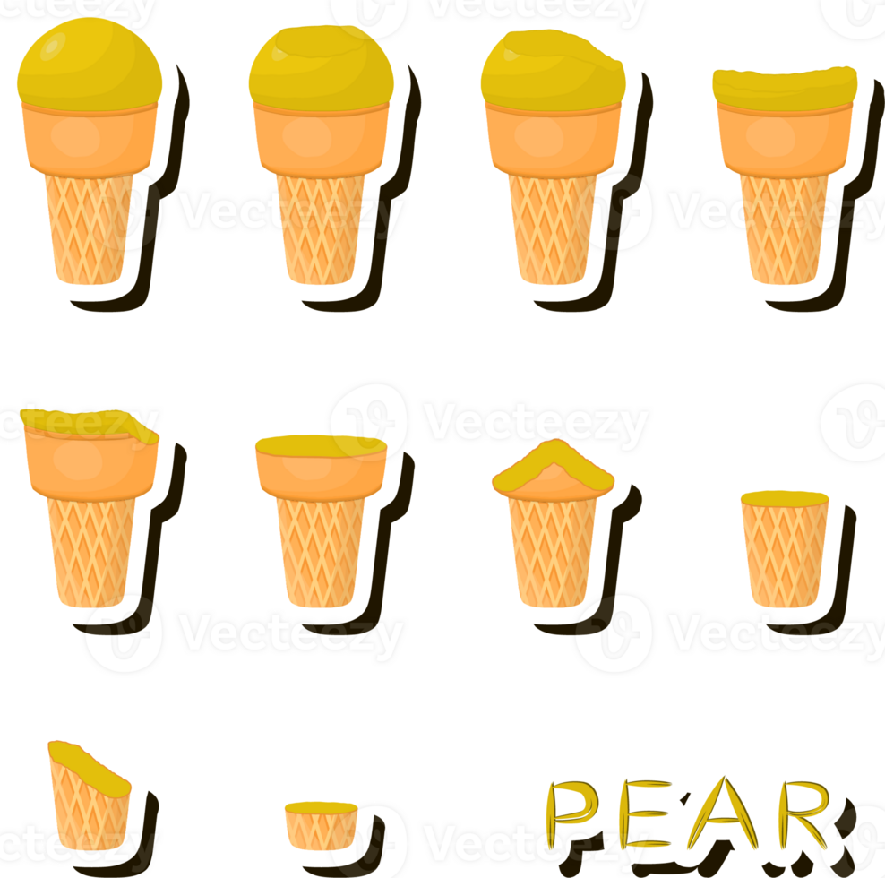 Big set different forms natural dessert ice cream of consisting various ingredients png