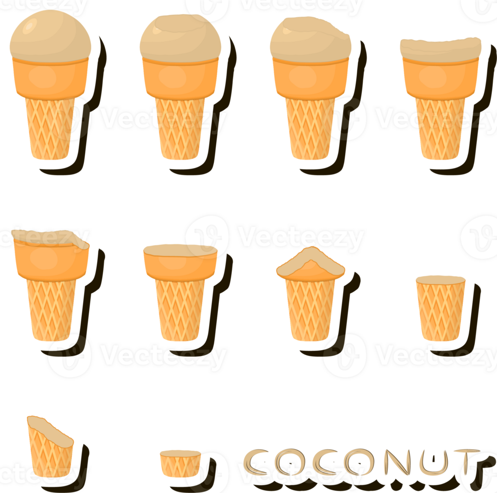 Big set different forms natural dessert ice cream of consisting various ingredients png
