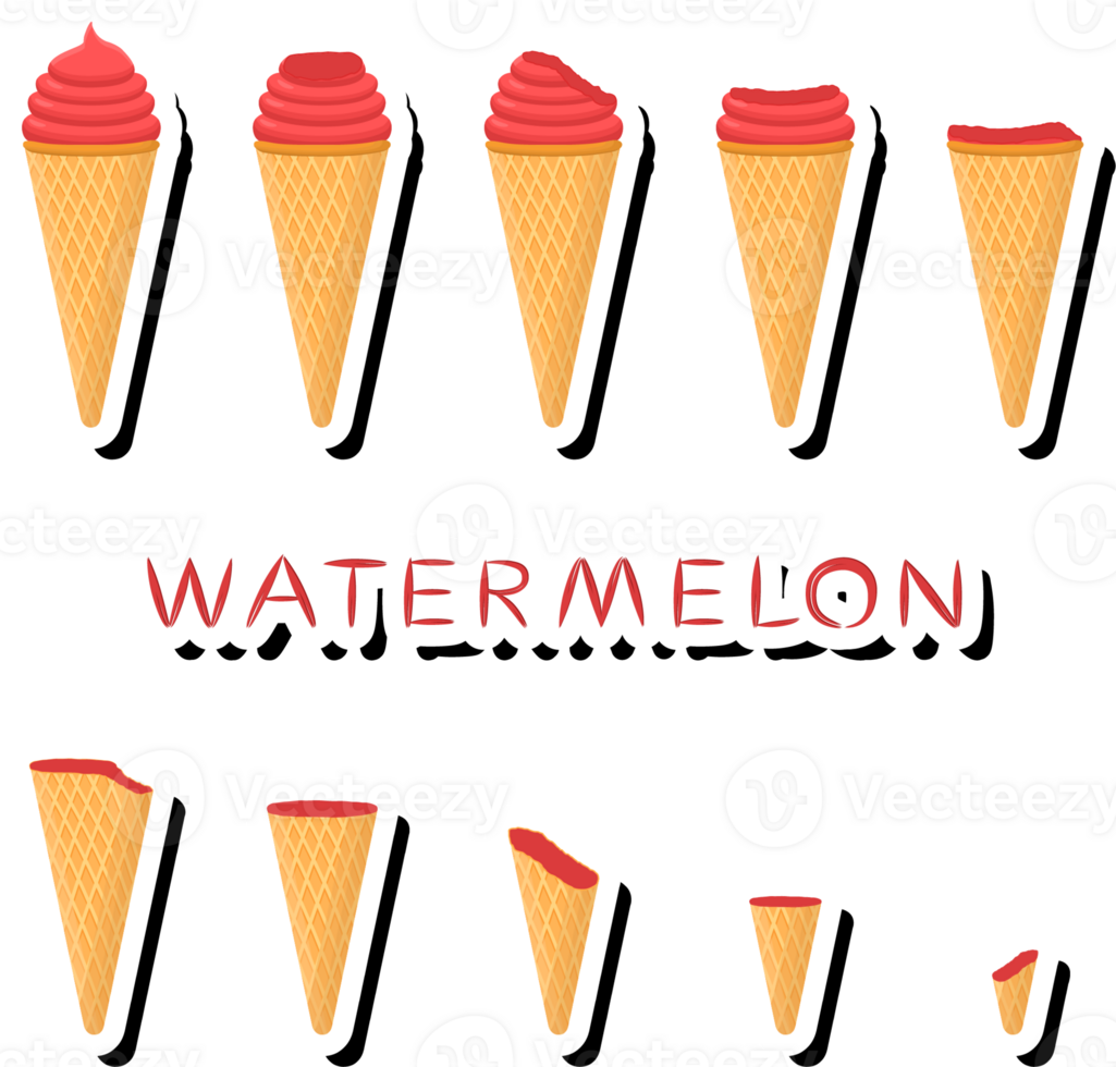 Big colorful set different tastes natural dessert ice cream of consisting various ingredients png