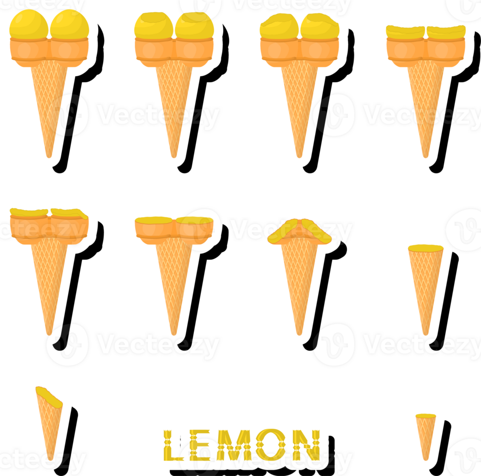 Big set different forms natural dessert ice cream of consisting various ingredients png