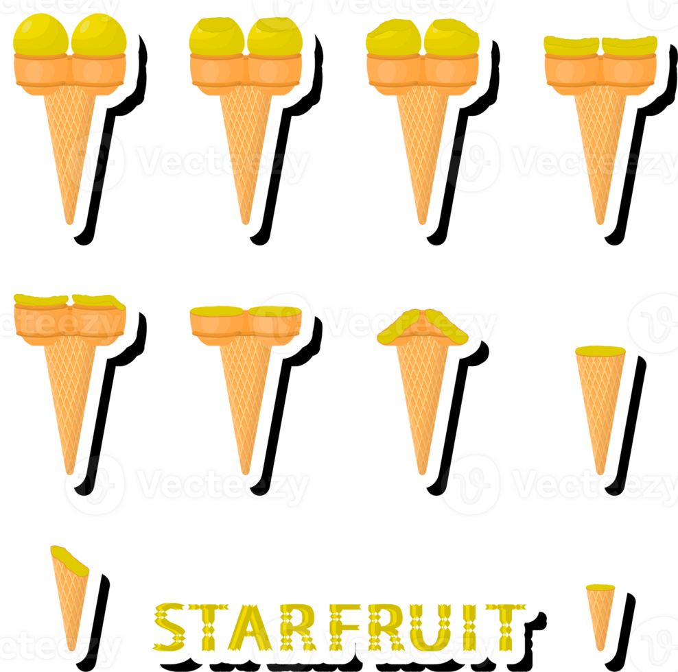 Big colorful set different tastes natural dessert ice cream of consisting various ingredients png