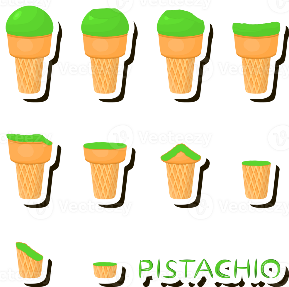 Big set different forms natural dessert ice cream of consisting various ingredients png