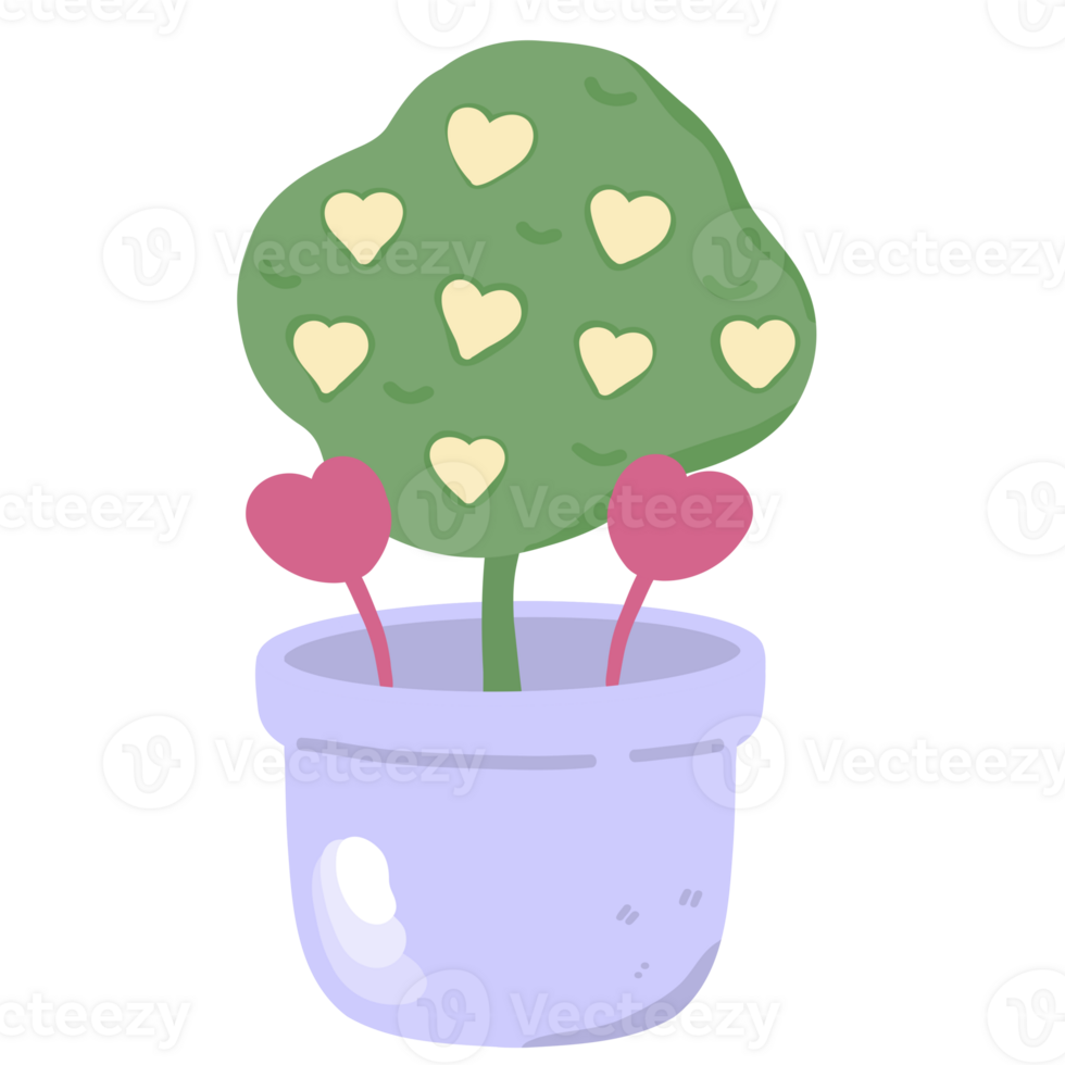 Tree with heart in a pot png