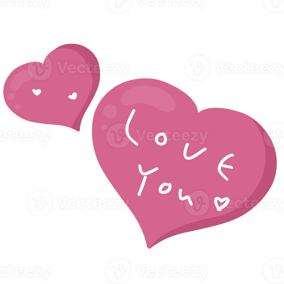 Love You lettering text in heart shape png