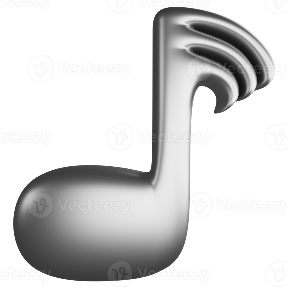 demisemiquaver ou trinta segundo Nota metálico prata clipart plano Projeto ícone isolado em transparente fundo, 3d render entretenimento e música conceito png