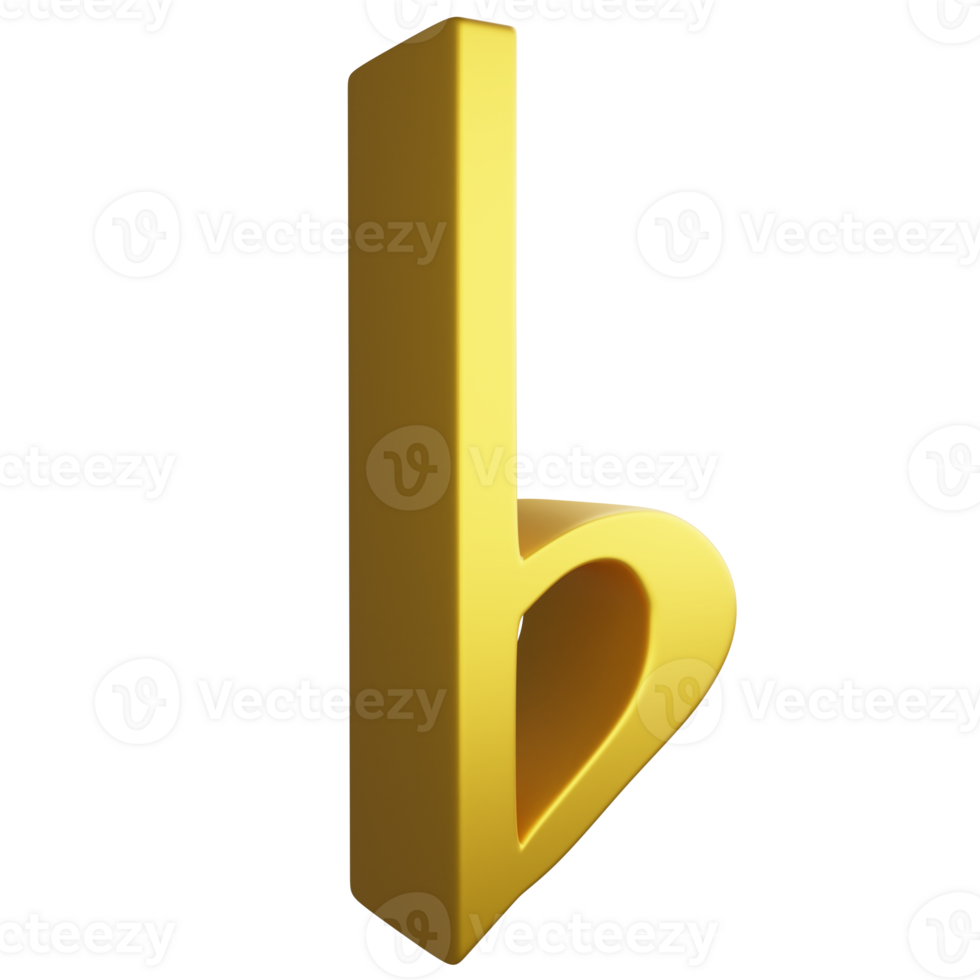 Flat note side view metallic gold clipart flat design icon isolated on transparent background, 3D render entertainment and music concept png