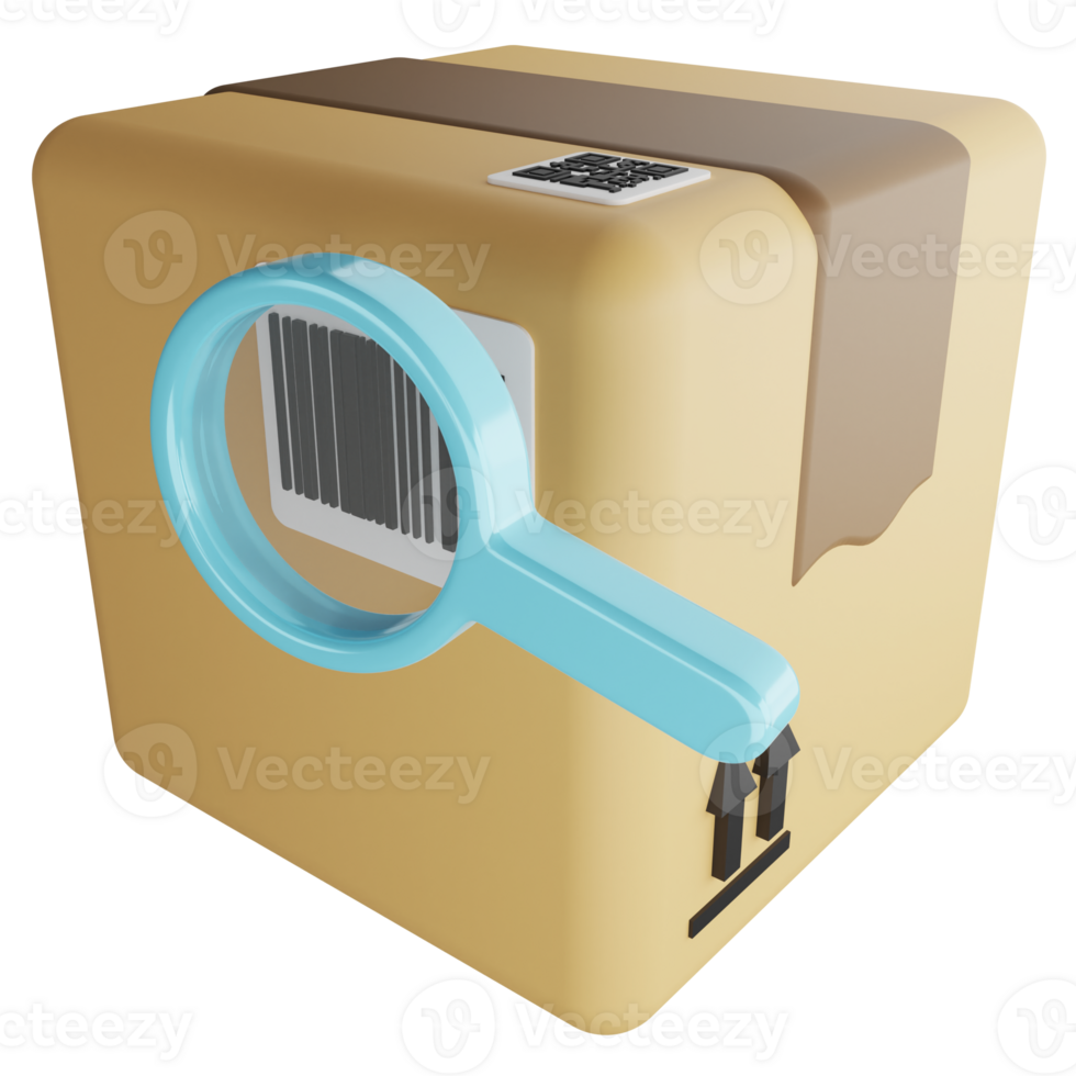 Parcel focus clipart flat design icon isolated on transparent background, 3D render logistic and delivery concept png