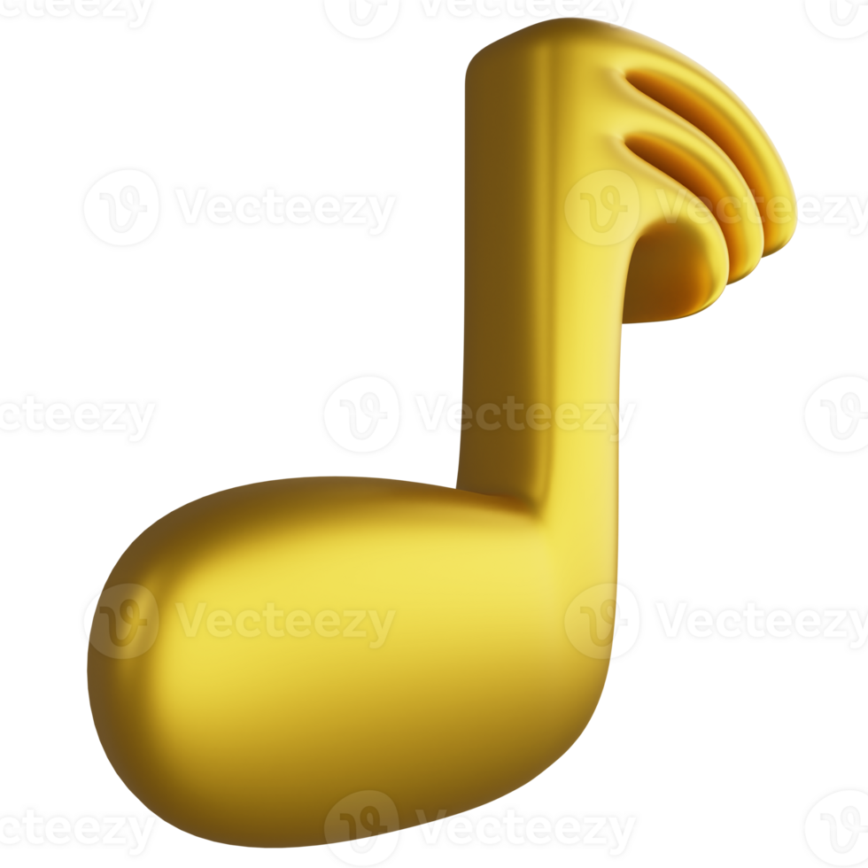 demisemiquaver ou trinta segundo Nota lado Visão metálico ouro clipart plano Projeto ícone isolado em transparente fundo, 3d render entretenimento e música conceito png